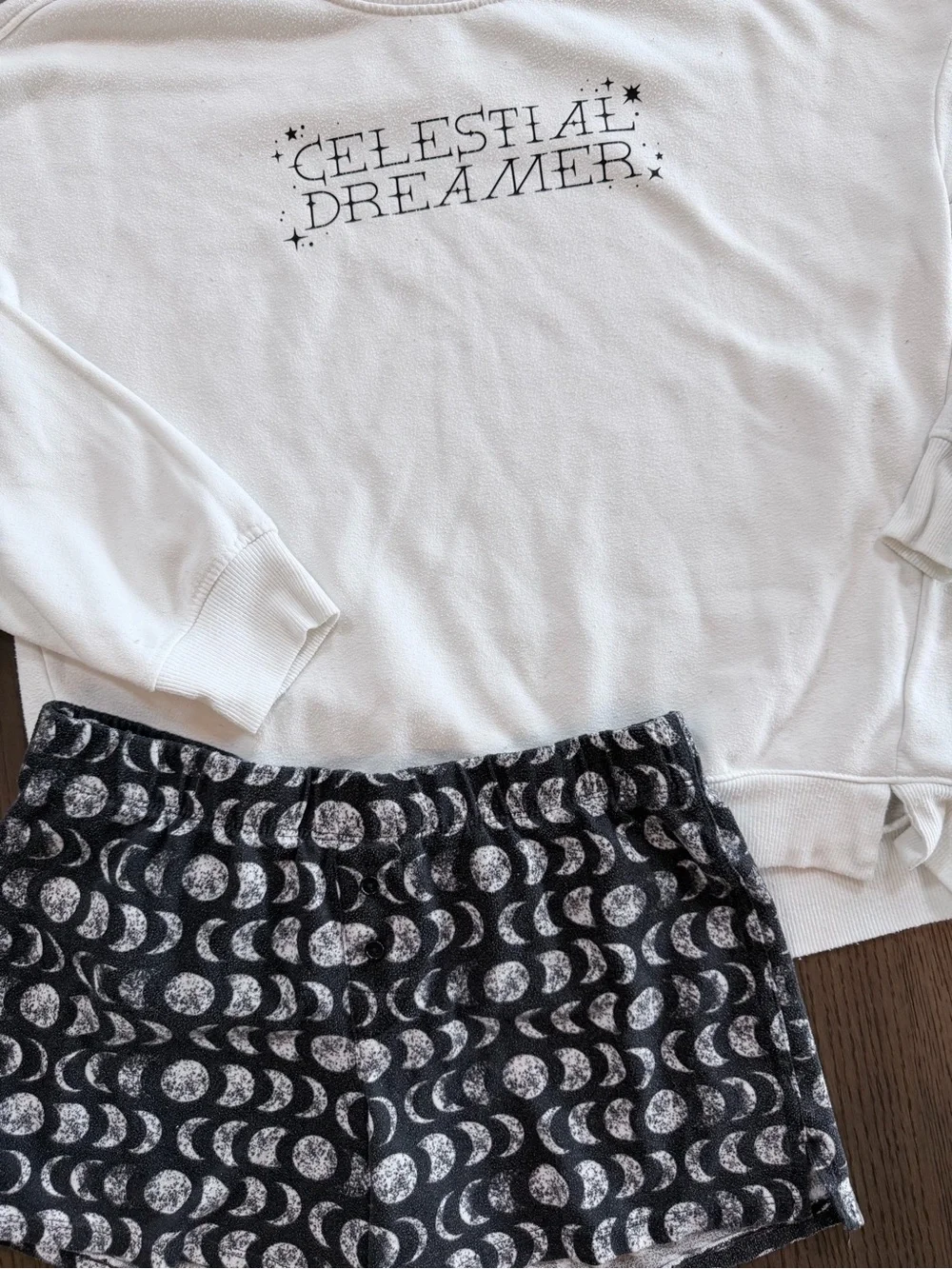 Art Class Celestial Dreamer Moon Girls Youth XL (14) Lounge Set - Black/White